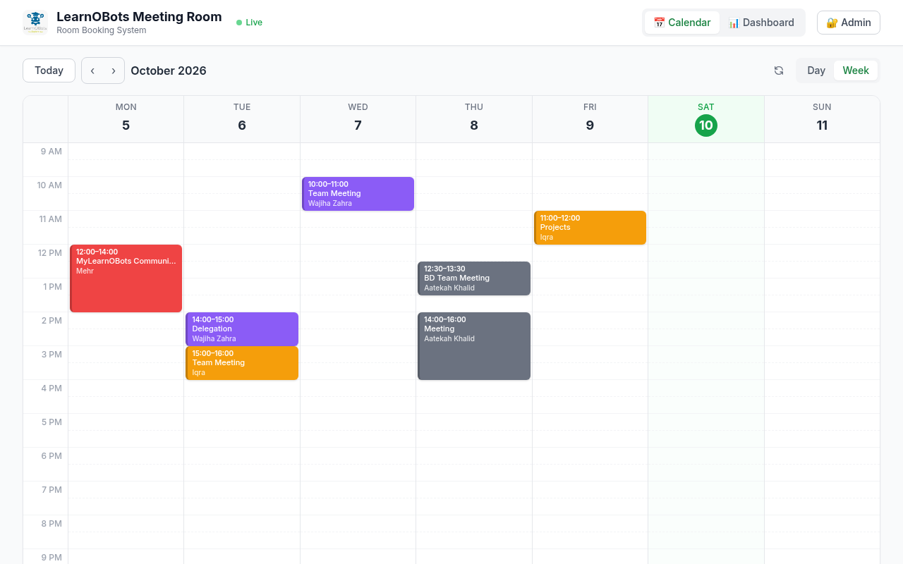 LearnOBots Meeting Room Booking App