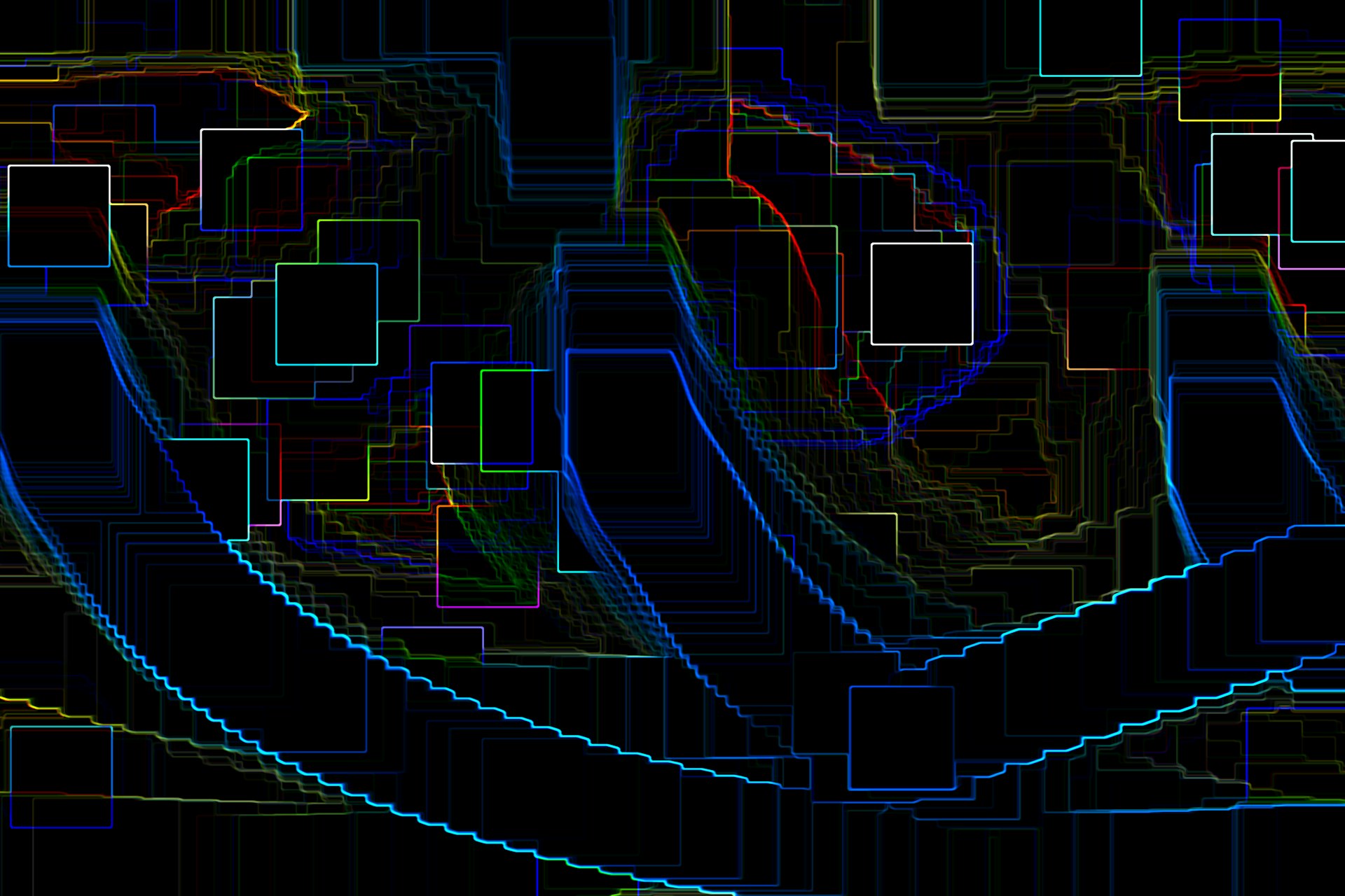 Abstract digital art with colorful squares and lines